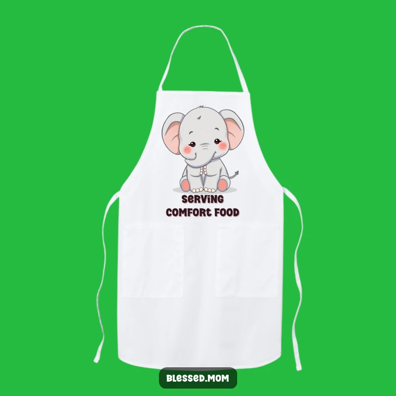 Funny Kawaii Elephant Mom Apron - Comforting Trunk Pat Kitchen Gift