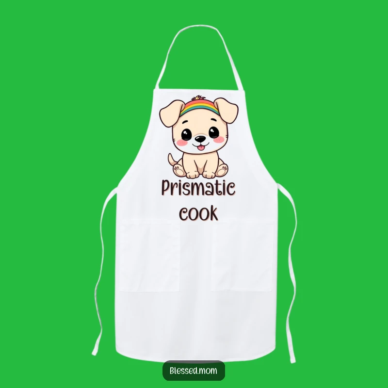 Funny Puppy Rainbow Apron: Cute Kitchen Wear, Adorable Chef Gift, Cheerful Funny Gift