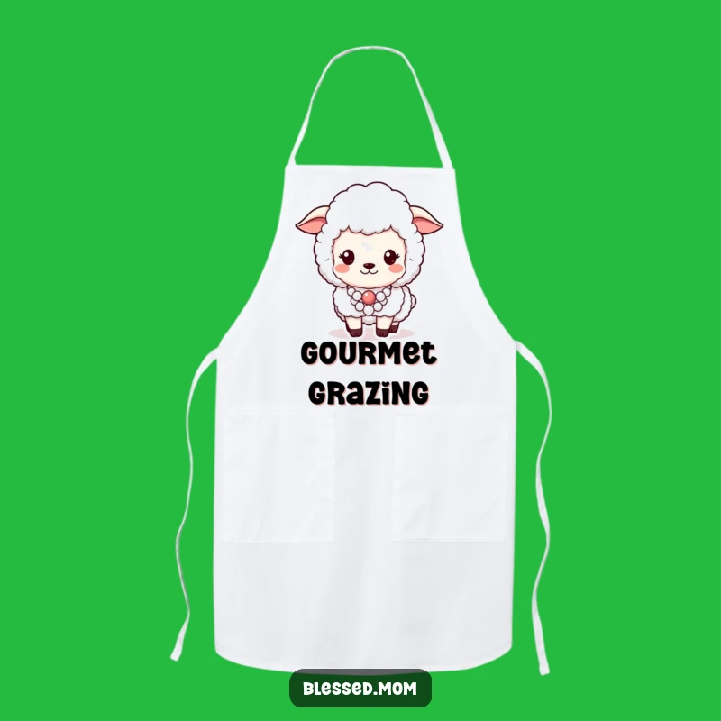 Funny Sheep Pearl Necklace Apron: Posh Chef Ewe - Kitchen Gift