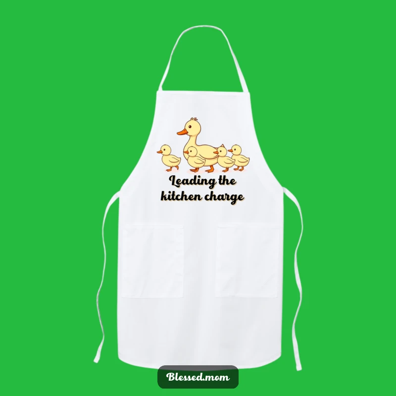 Funny Mom Duck Apron: Leading Ducklings Line Cooking Bib, Perfect Gift for Organized Cooks