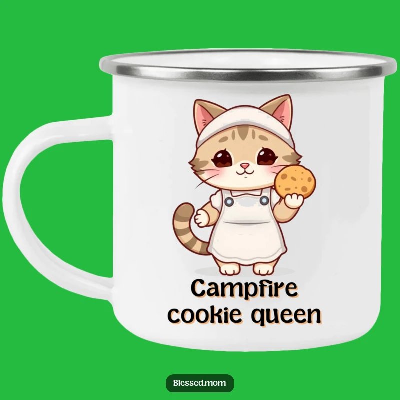 Funny Kawaii Cat Mom Camping Mug: Cozy Baker Treat, Outdoor Cookie Lover