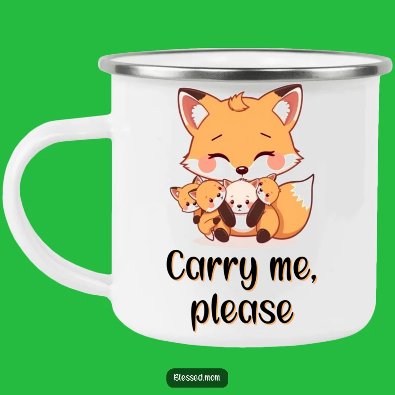 Funny Mama Fox Kits Camping Mug: Durable & Hilarious Outdoor Drinkware