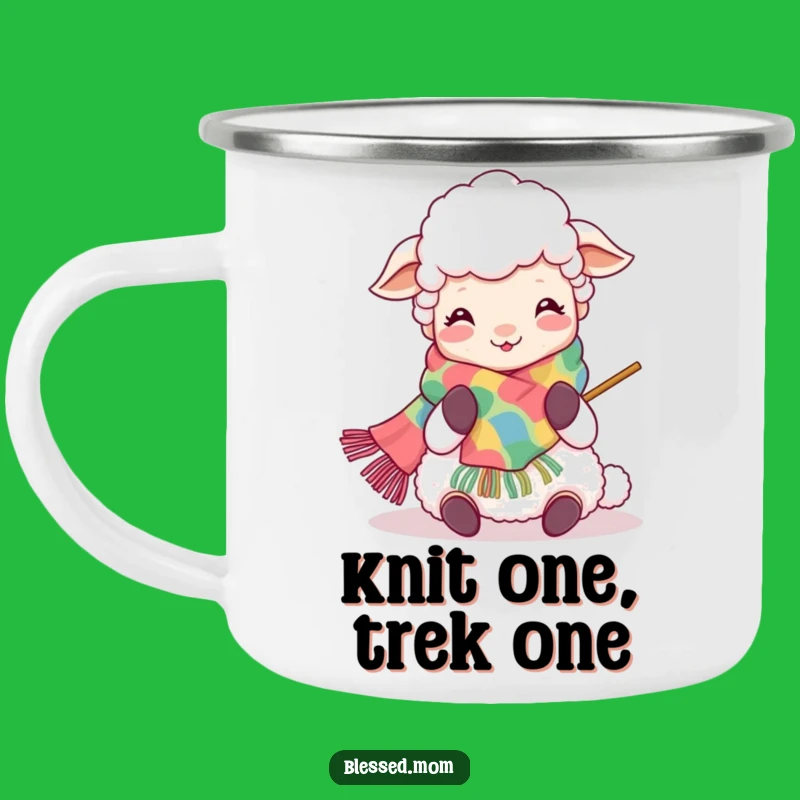 Funny Kawaii Sheep Mom Camping Mug - Joyful Knitter Outdoor Gift