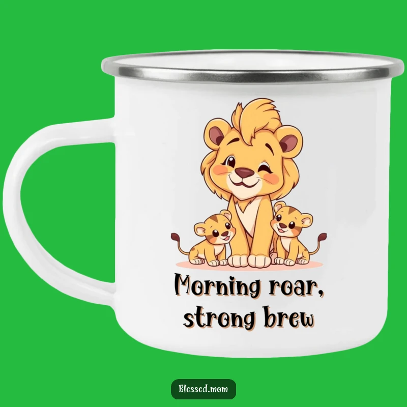 Cozy Lioness Mom Camping Mug - Majestic Gift for Outdoor Moms