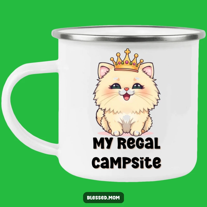 Funny Cat Crown Camping Mug - Outdoor Inspired Regal Feline Drinkware