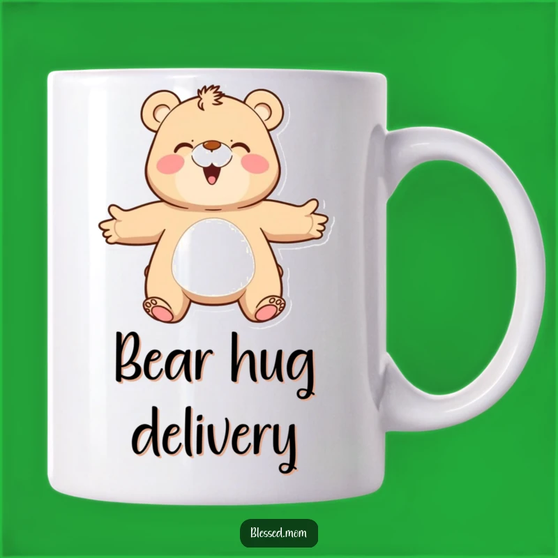 Funny Bear Mom Mug: Happy Hugger with Open Arms, Perfect Comforting Gift