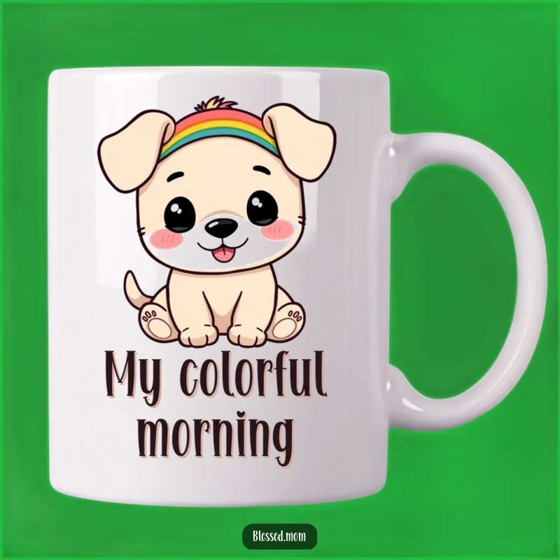 Funny Puppy Rainbow Mug: Joyful Pet Art, Adorable Dog Cup, Perfect Funny Gift