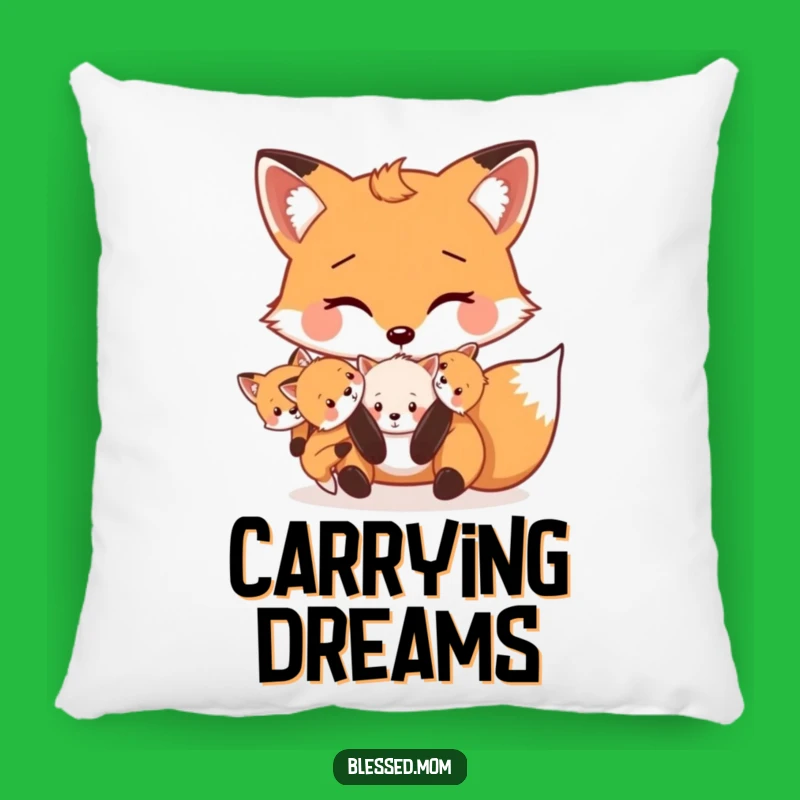 Funny Mama Fox Kits Pillow: Soft & Hilarious Accent for Cozy Spaces