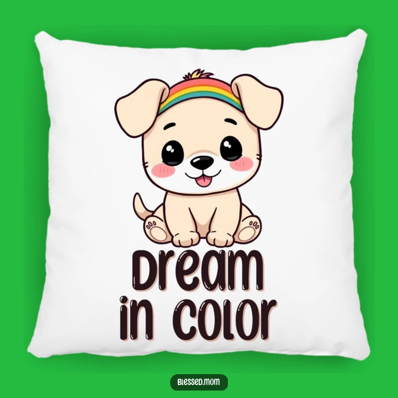 Funny Puppy Rainbow Pillow: Cozy Dog Cushion, Adorable Decor, Cheerful Funny Gift