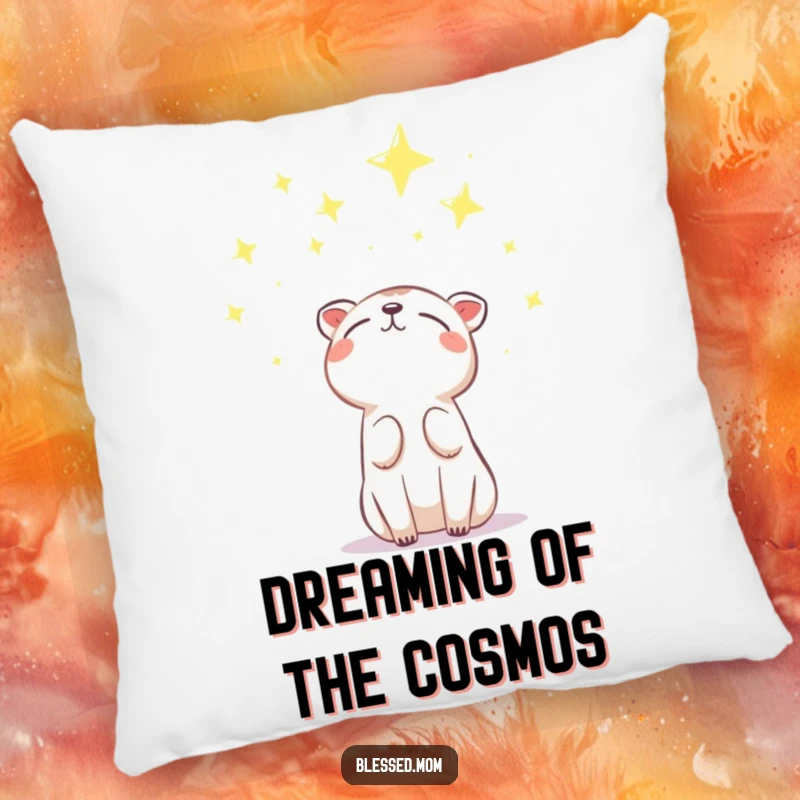 Funny Pillow with an animal looking up at stars, embodying hope and gratitude. A soft and funny gift.