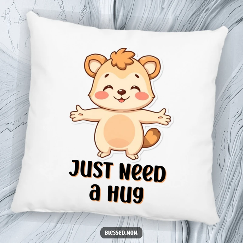 Funny Pillow: An animal with arms outstretched gives a warm, welcoming hug, offering cozy comfort and a symbol of friendship.