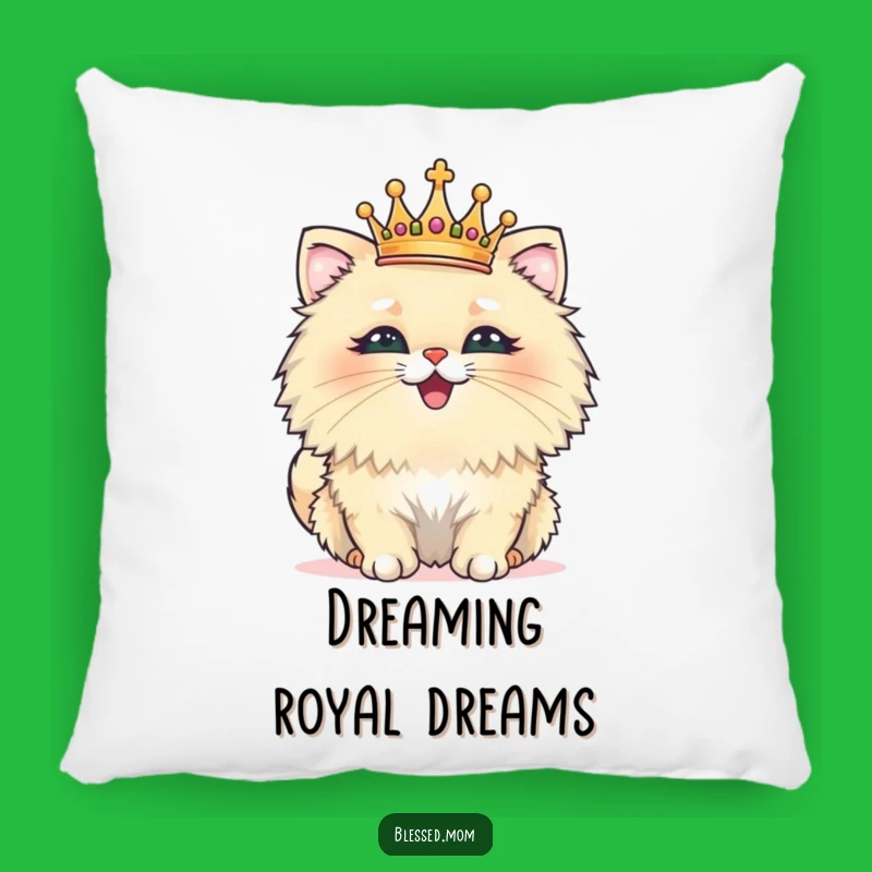 Funny Cat Crown Pillow - Cozy Regal Feline Decor, Hilarious Gift