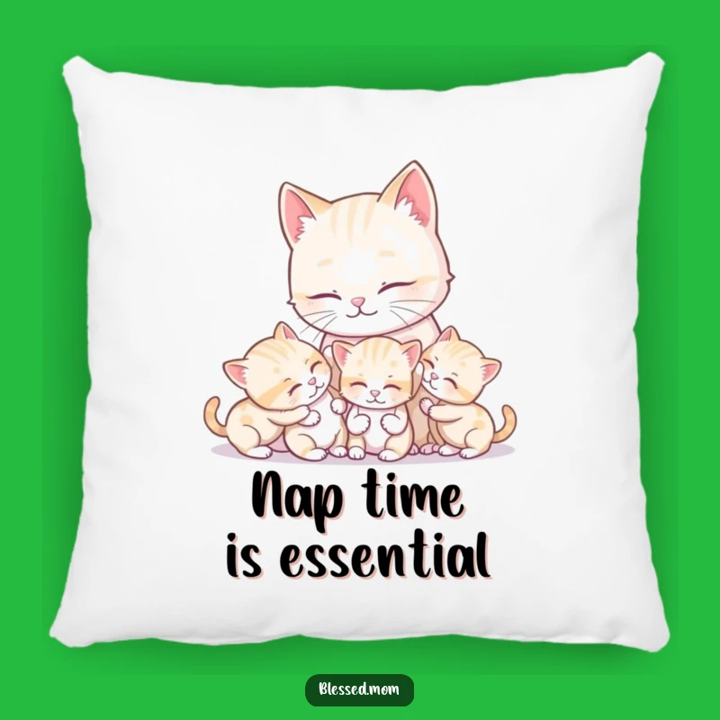 Funny Kawaii Cat Mom & Kittens Pillow for Cozy Comfort