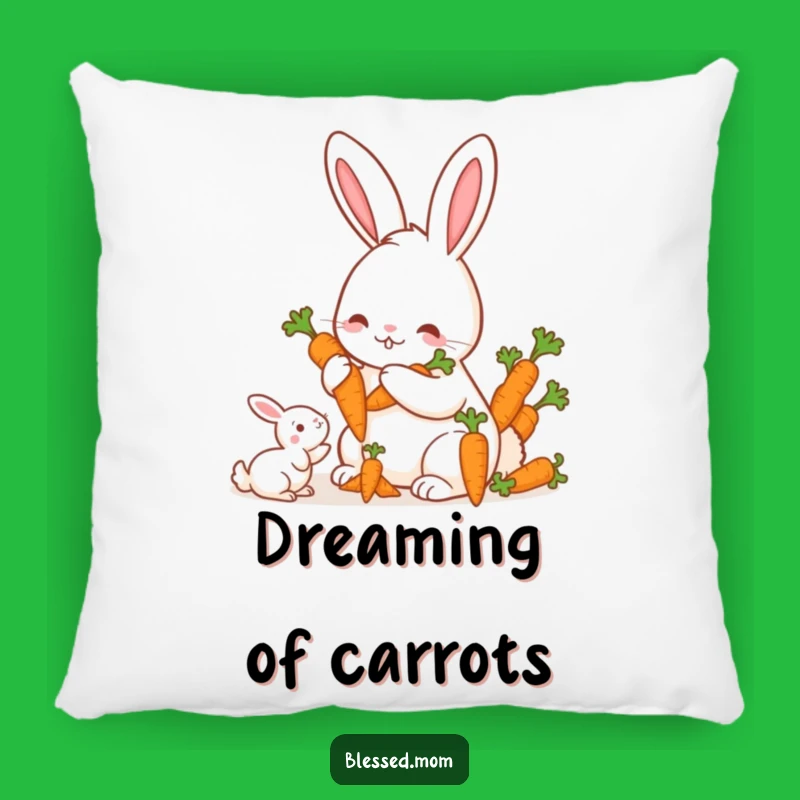 Funny Mama Rabbit Carrots Pillow - Cozy Bunny Accent
