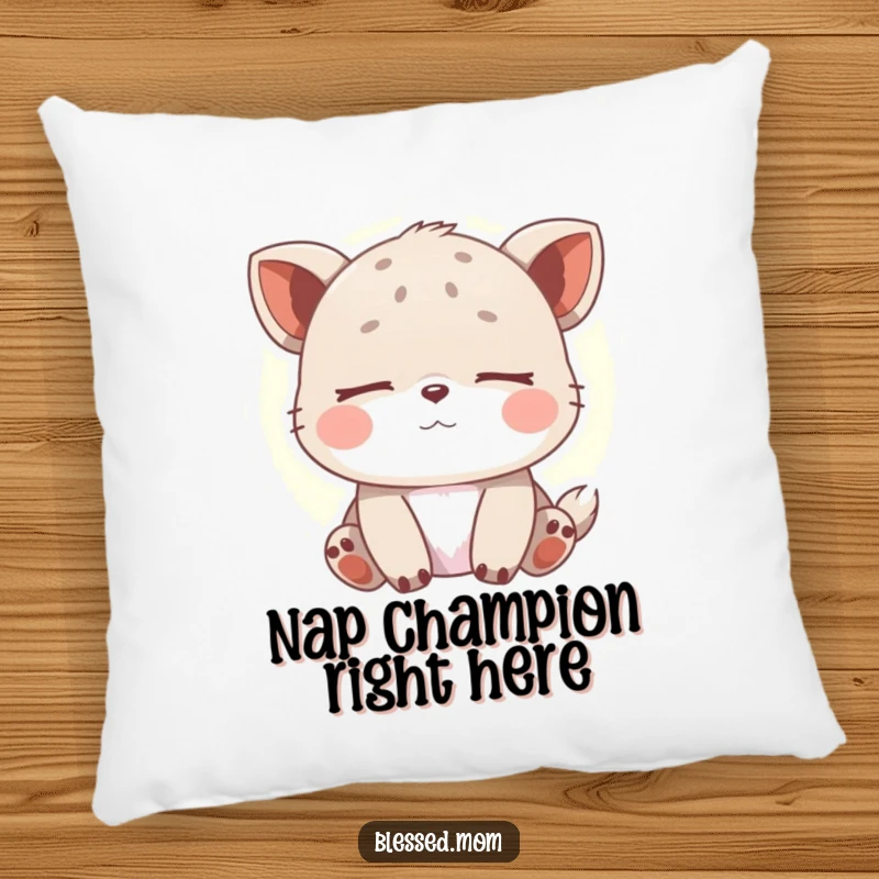 Funny Pillow with a peaceful animal sleeping soundly, embodying contentment and soft light. A hilariously comfortable and funny gift.