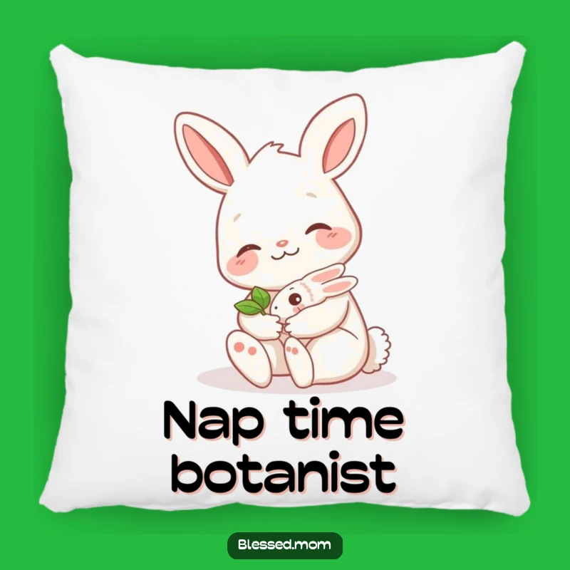 Funny Bunny Mom Pillow: Cozy Nap Companion, Cute Sprout Mama Hare Pillow