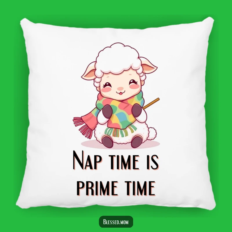 Funny Kawaii Sheep Mom Pillow - Cozy Joyful Knitter Decor Gift