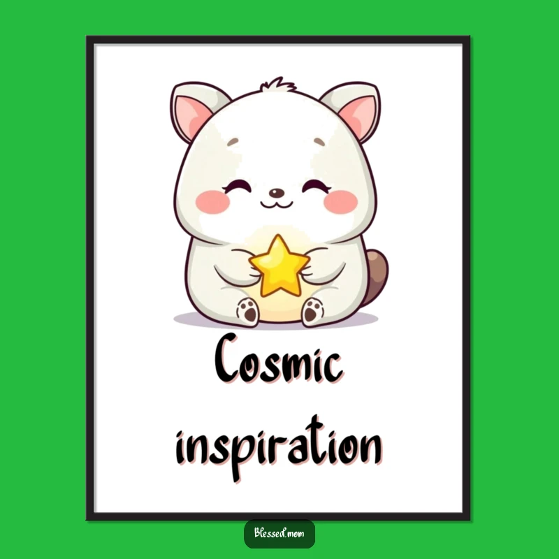 Funny Serene Animal Star Digital Art Print: Bring Whimsical Joy and Calm to Any Space