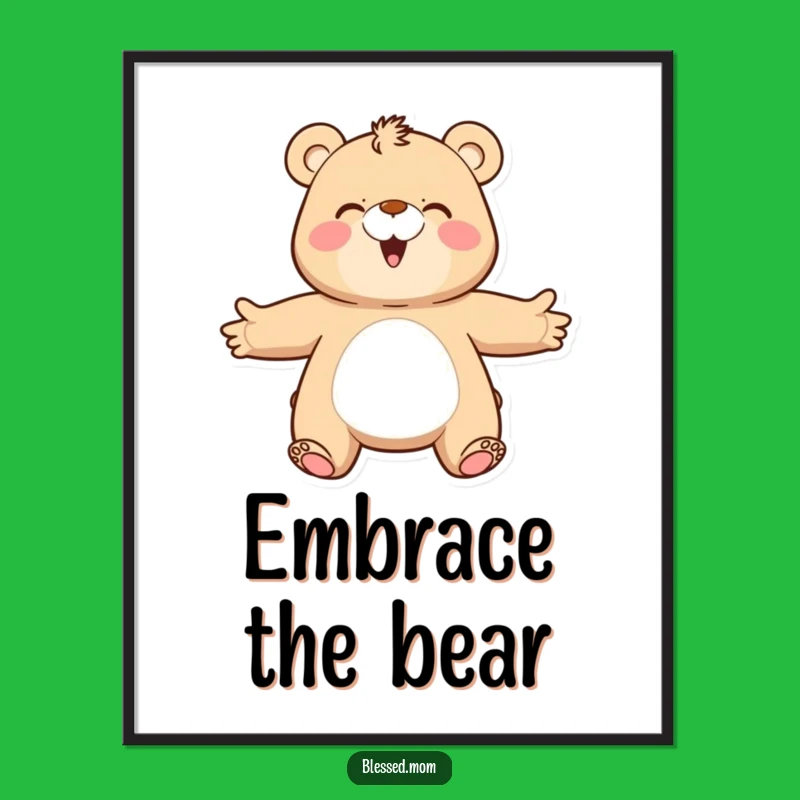 Funny Bear Mom Digital Art: Happy Hugger Print, Cozy Embrace Instant Gift
