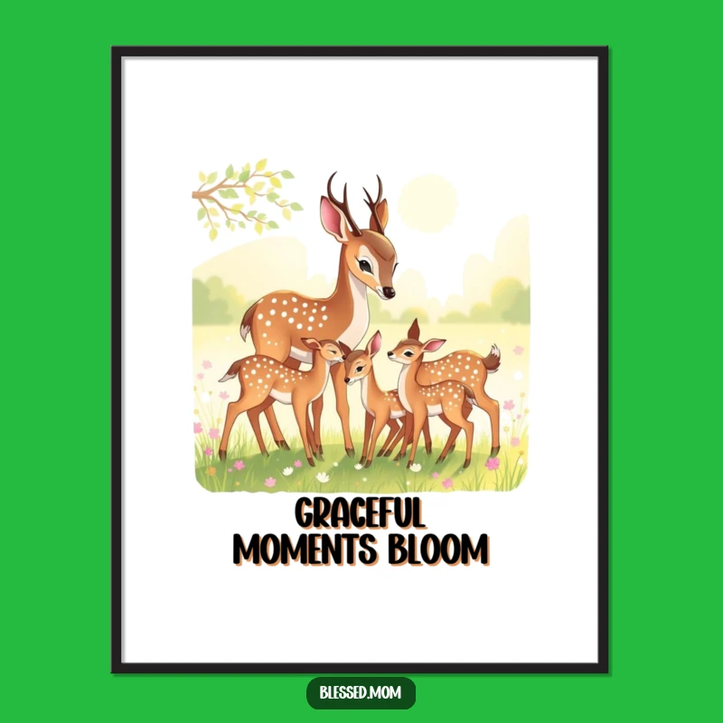 Funny Deer Mom Digital Art: Serene Nature Scenes for Your Walls