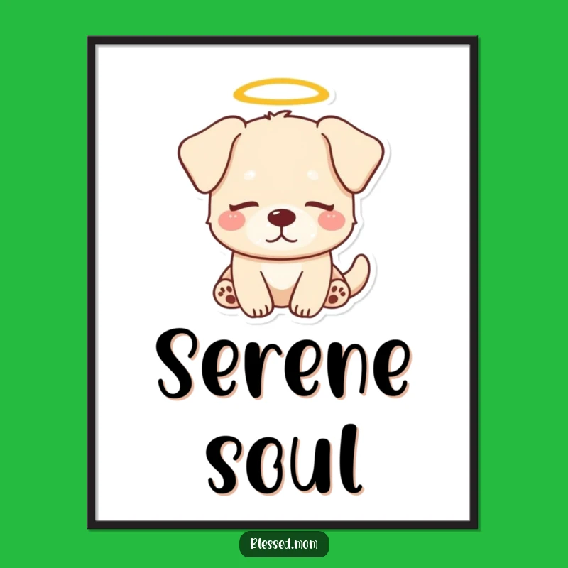 Funny Dog Halo Digital Print: Cute Artwork Download, Adorable Decor, Peaceful Funny Gift