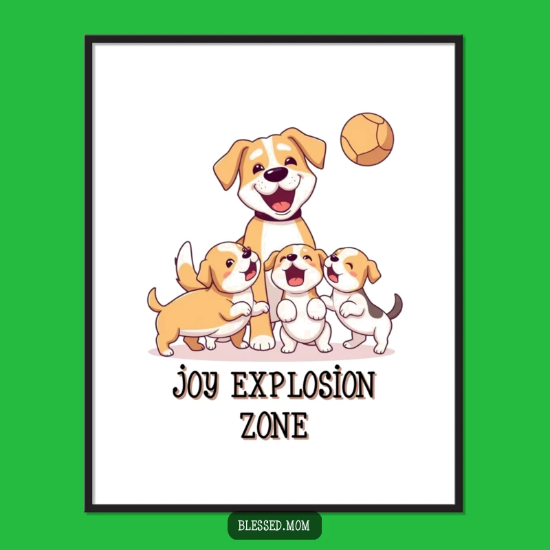 Funny Dog Mom Digital Art: Energetic Puppy Play for Your Walls
