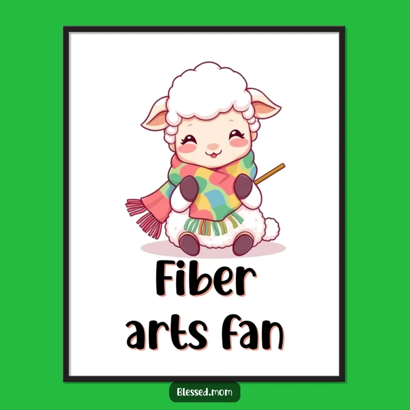 Funny Kawaii Sheep Mom Knitting Art Print - Instant Joyful Decor Gift