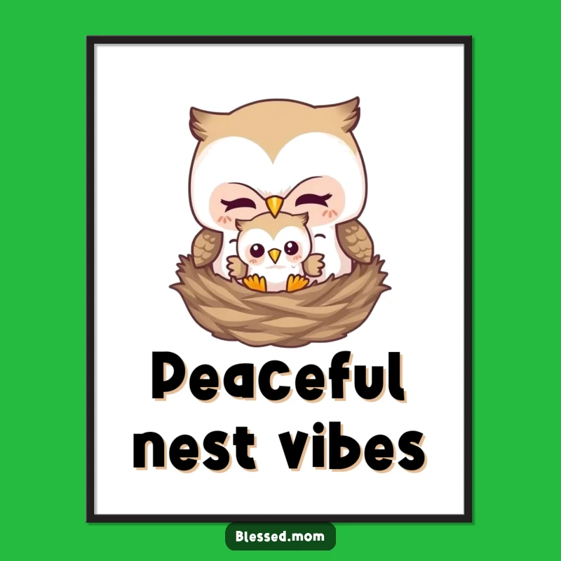 Funny Mother Owl Digital Art - Printable Wall Decor for Mom