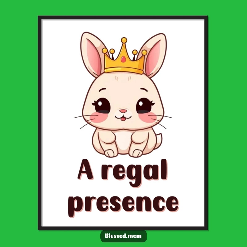 Funny Rabbit Digital Art: Royal Crown, Perfect Instant Rabbit Gift