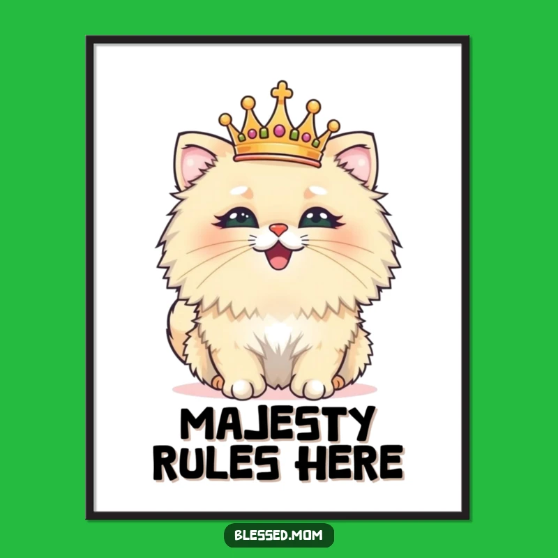 Funny Royal Cat Digital Art - Majestic Feline Printable Decor, Gift Idea
