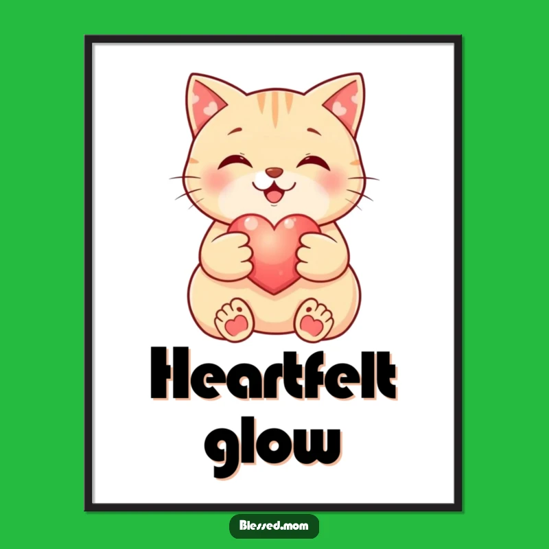 Funny Cat Heart Digital Print: Cute Artwork Download, Adorable Decor, Loving Funny Gift