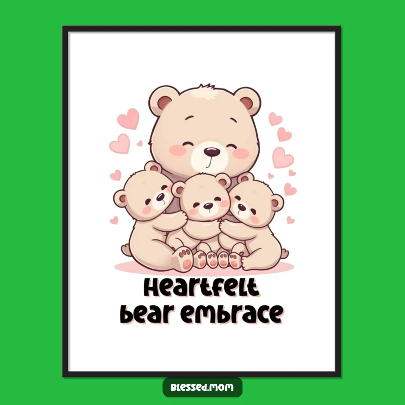 Heartwarming Bear Hug Mom Digital Art - Printable Love for Mom