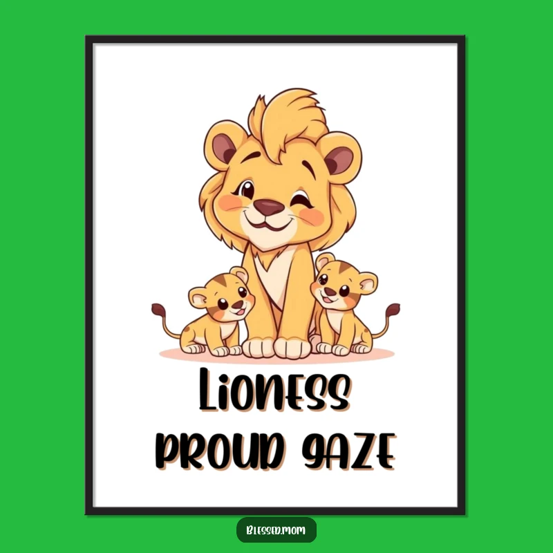 Instantly download and print this majestic lioness mom art. A powerful illustration celebrating maternal strength.
