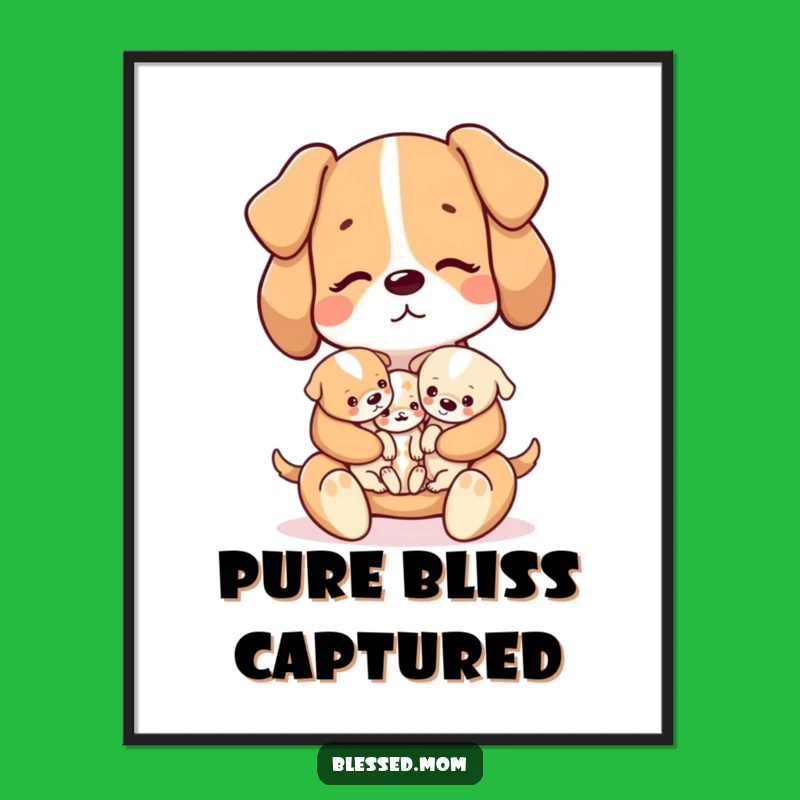 Funny Kawaii Dog Mom Digital Art - Instant Puppy Print Download Gift