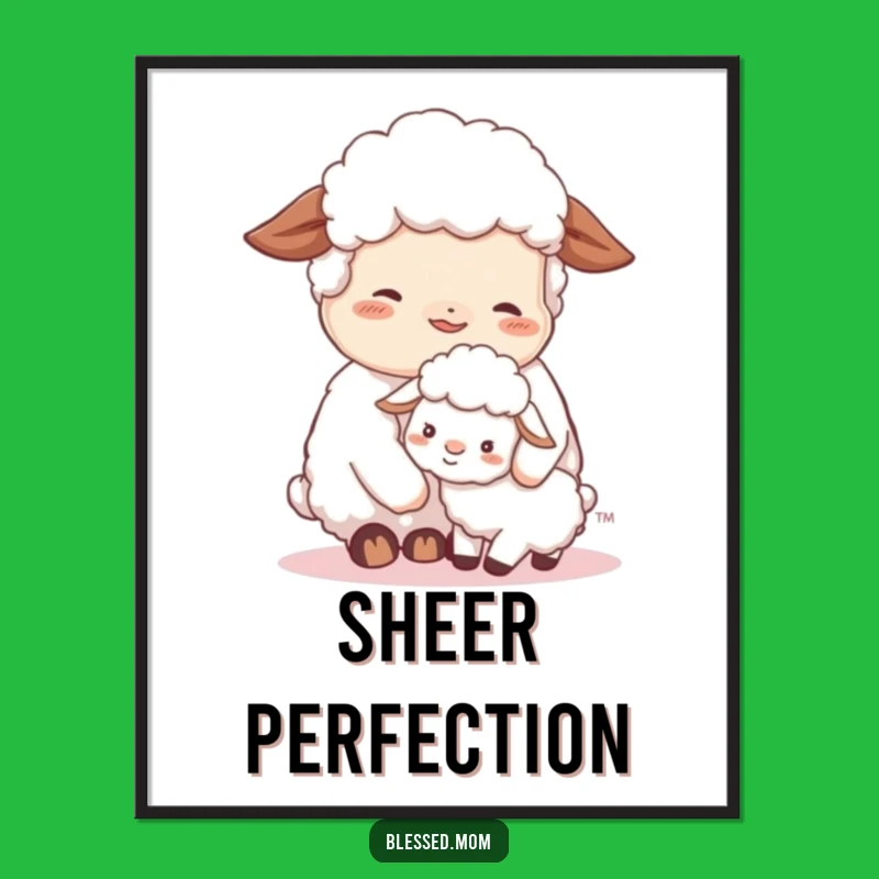 Contented Sheep Mom Digital Art - Sweet Nuzzle Printable for Cozy Decor