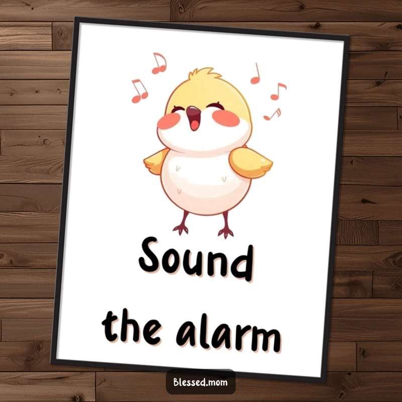 Funny bird digital art print of a small bird singing a joyful tune with light, perfect for instant wall decor.