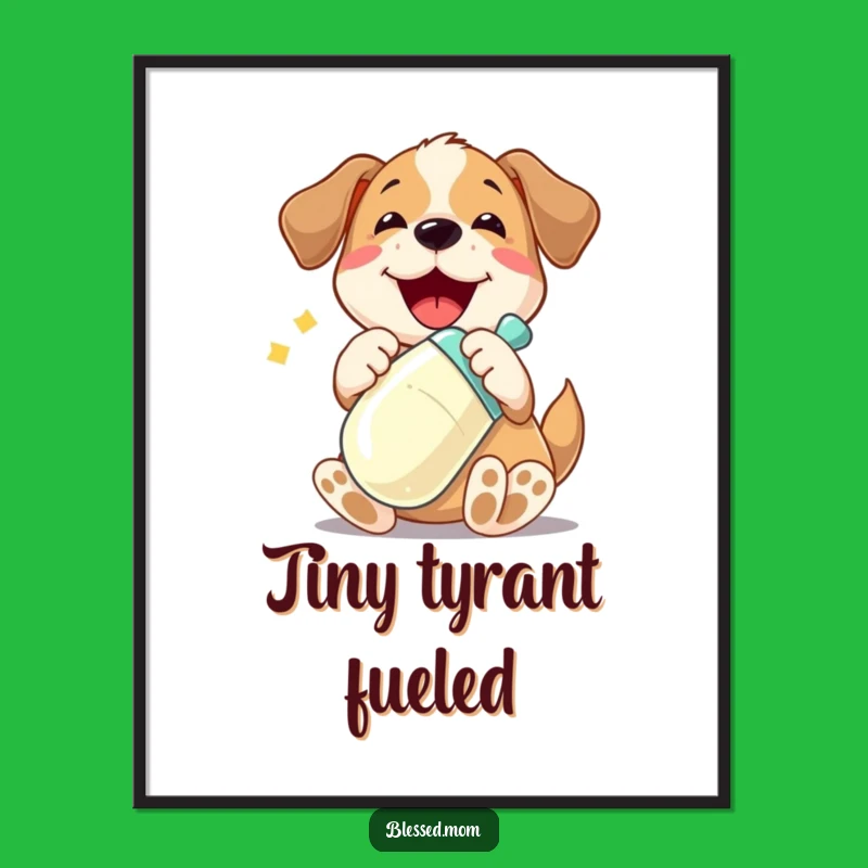 Funny Dog Baby Bottle Digital Art - Adorable Pup Printable Decor, Gift