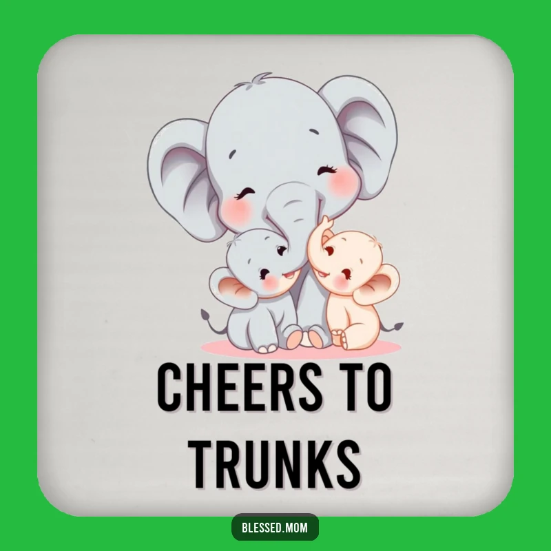 Funny Elephant Mom Coaster Set - Protect Surfaces with Joyful Humor