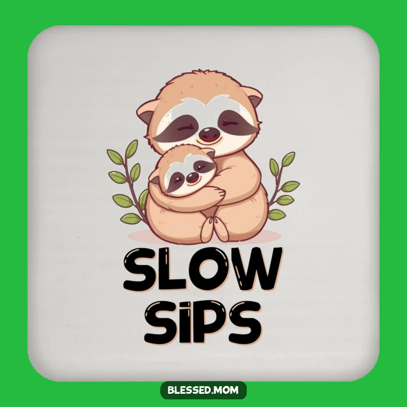 Funny Mama Sloth Hug Coaster: Cute & Hilarious Protection for Surfaces