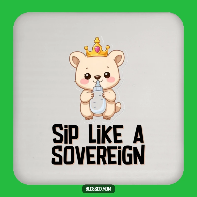 Funny Drink Coaster Set: Royal Baby Animal Crown, Protect Furniture with Humor