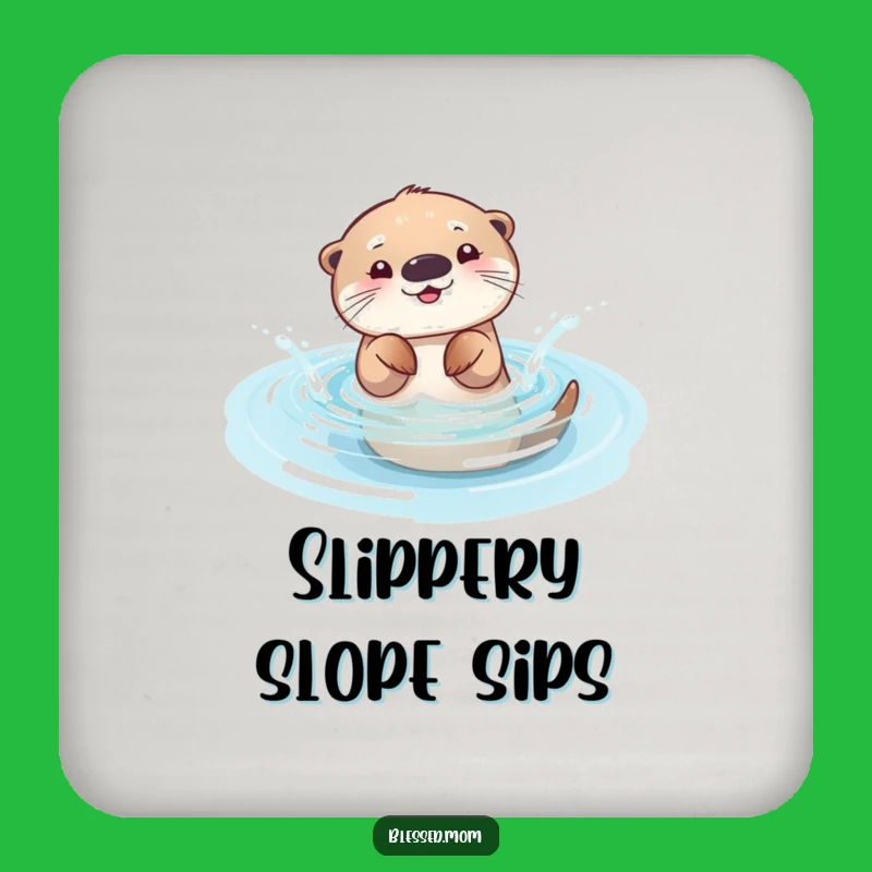 Funny Otter Mom Coasters: Playful Splasher Protection, Sparkling Pool Gift Set