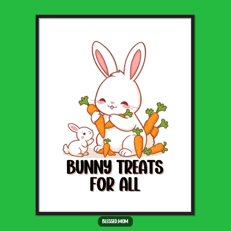 Funny Mama Rabbit Carrots Poster - Sweet Bunny Wall Art