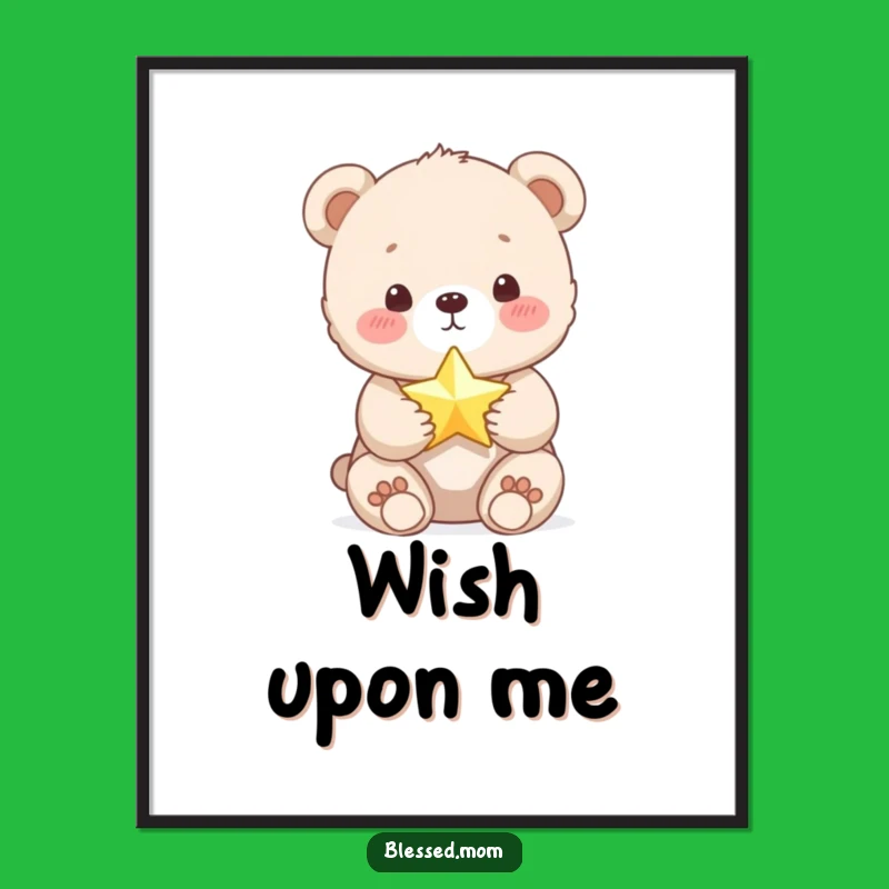 Funny Bear Cub Star Poster: Cute Wall Art, Adorable Decor, Dreamy Funny Gift