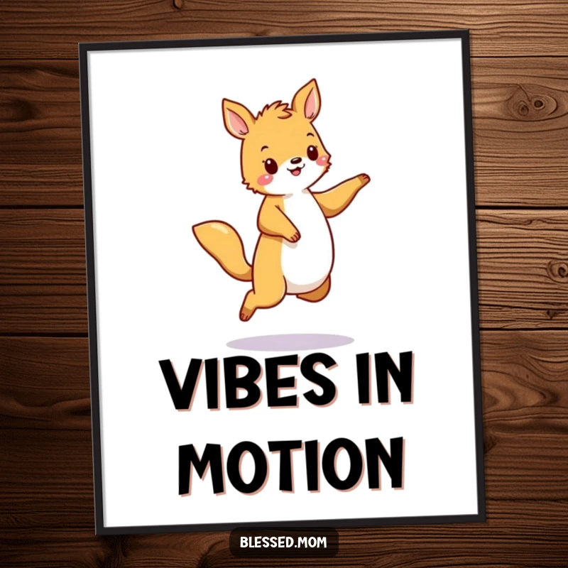 Funny Poster of an animal dancing with a happy sway, full of motion and joy. A beautiful and funny gift.