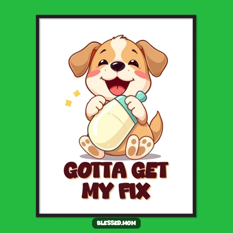 Funny Dog Baby Bottle Poster - Whimsical Pup Wall Art, Funny Gift