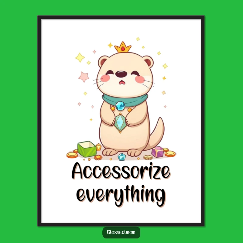 Funny Kawaii Otter Mom Poster - Shiny Treasures Art Print Gift