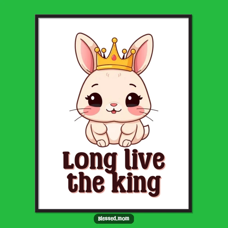 Funny Rabbit Poster: Royal Crown Art, Perfect Cute Rabbit Gift