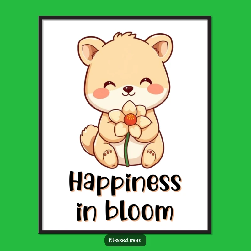 Funny Smiling Animal Poster: Decorate with Sweetness and this Funny Floral Art