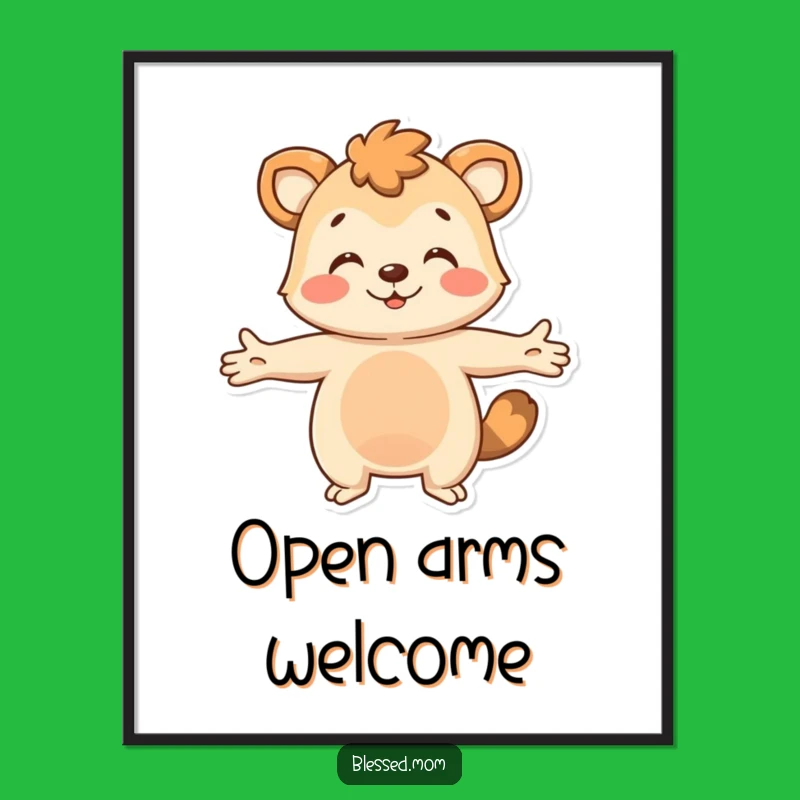 Funny Wall Art Poster: Hugging Animal, Warm Welcoming Decor