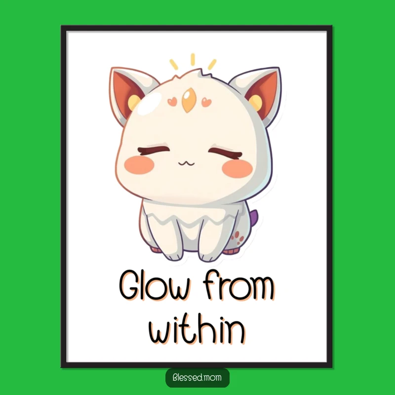 Funny Serene Creature Glow Poster: Bring Peaceful Radiance and Humor to Your Walls